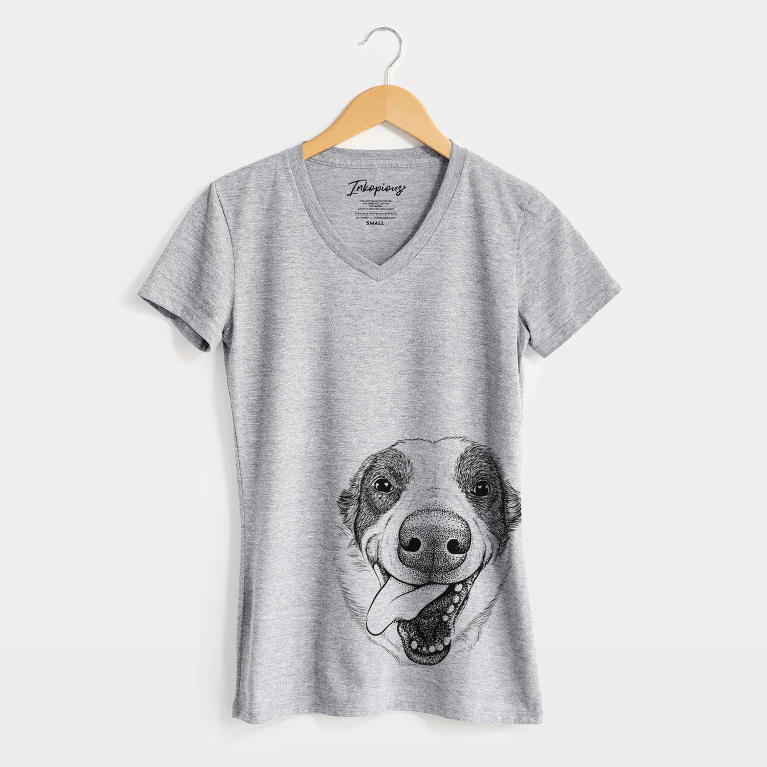 Bare Elwood the Border Collie - Women's V-neck Shirt