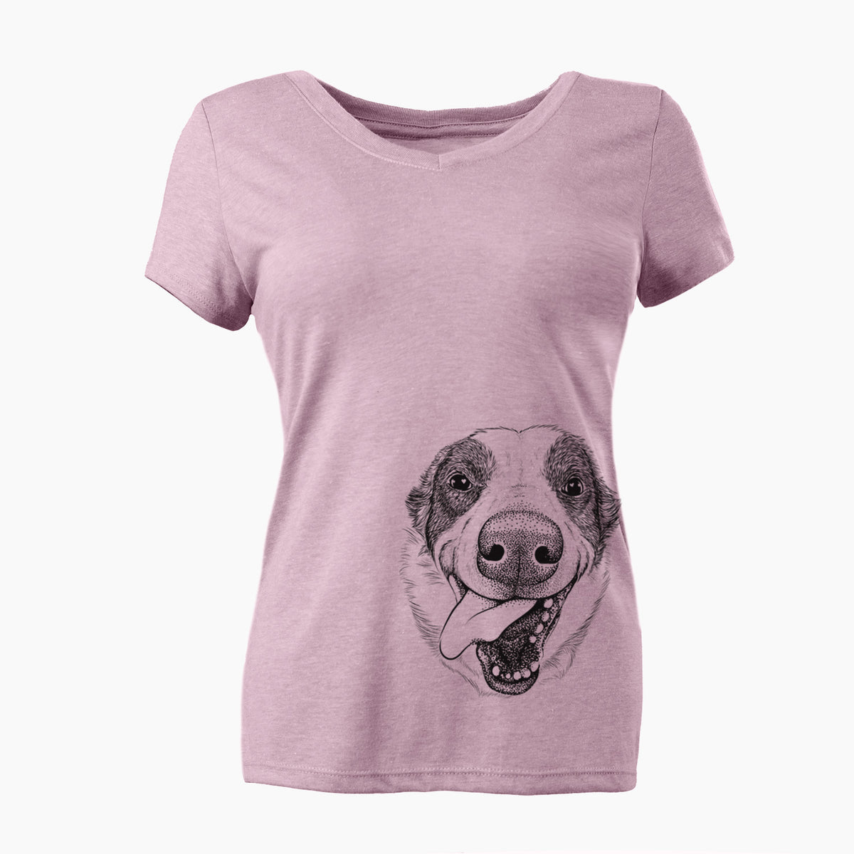 Bare Elwood the Border Collie - Women's V-neck Shirt