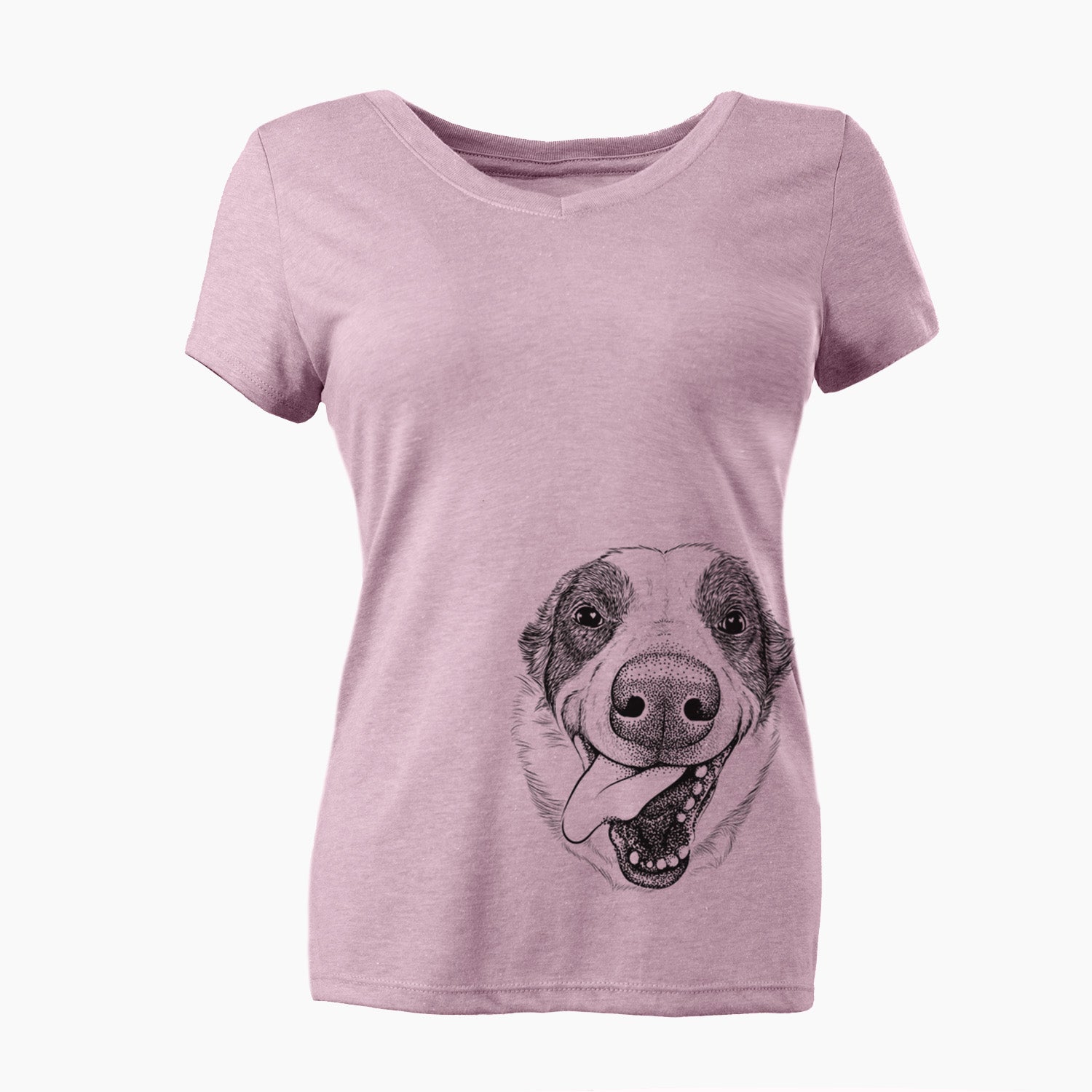 Bare Elwood the Border Collie - Women's V-neck Shirt