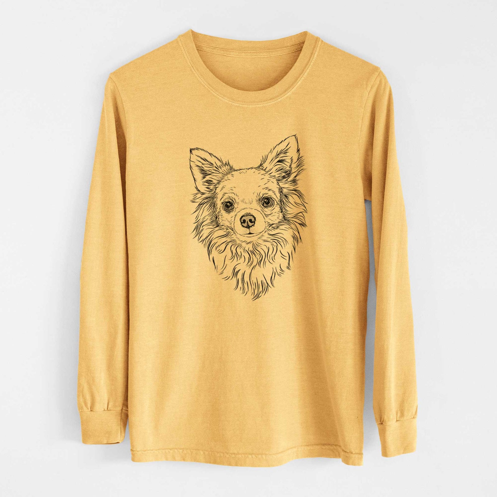 Bare Emma the Longhaired Chihuahua - Heavyweight 100% Cotton Long Sleeve