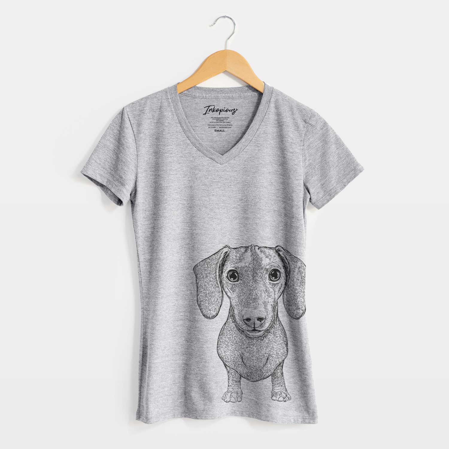 Bare Ernie the Mini Dachshund - Women's V-neck Shirt