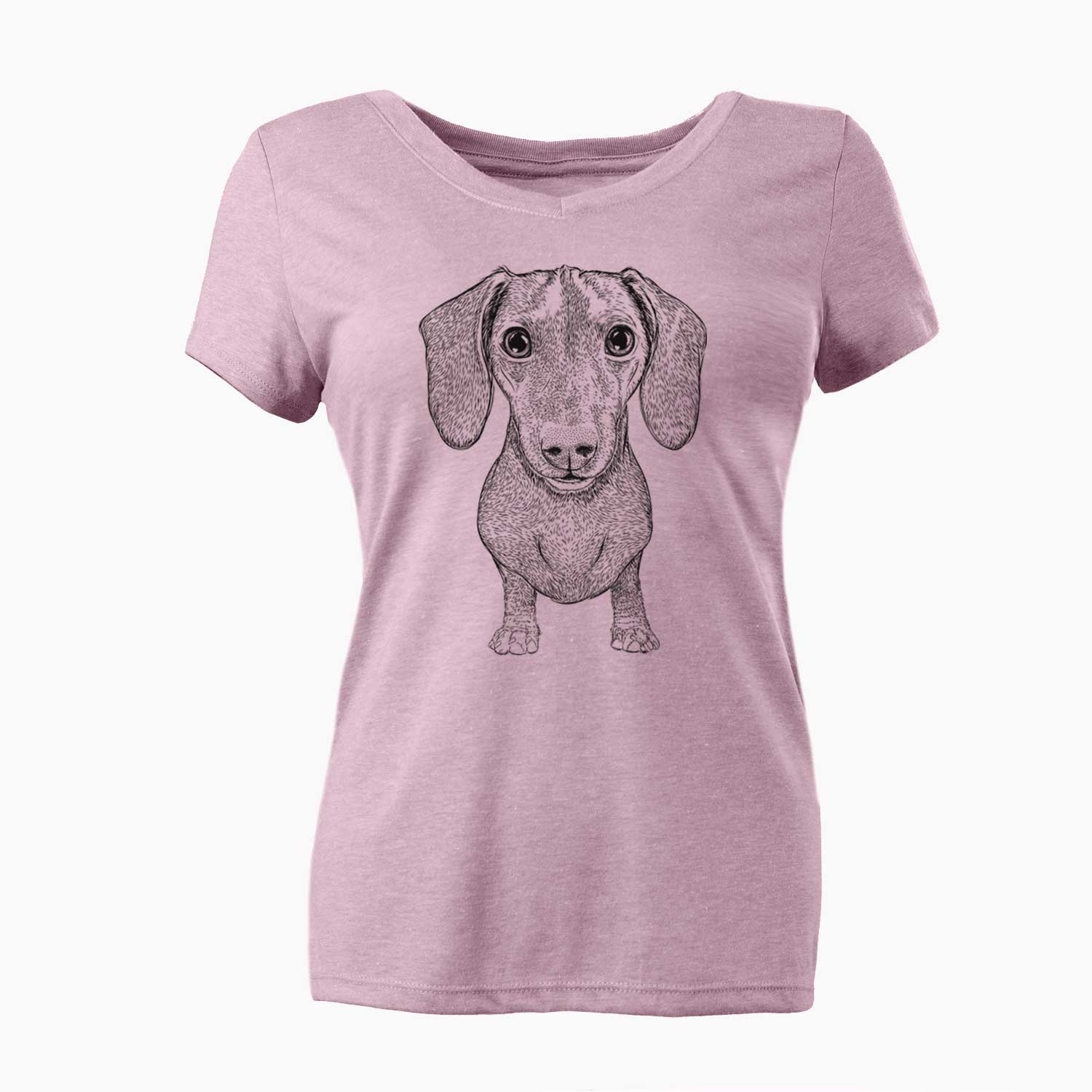 Bare Ernie the Mini Dachshund - Women's V-neck Shirt