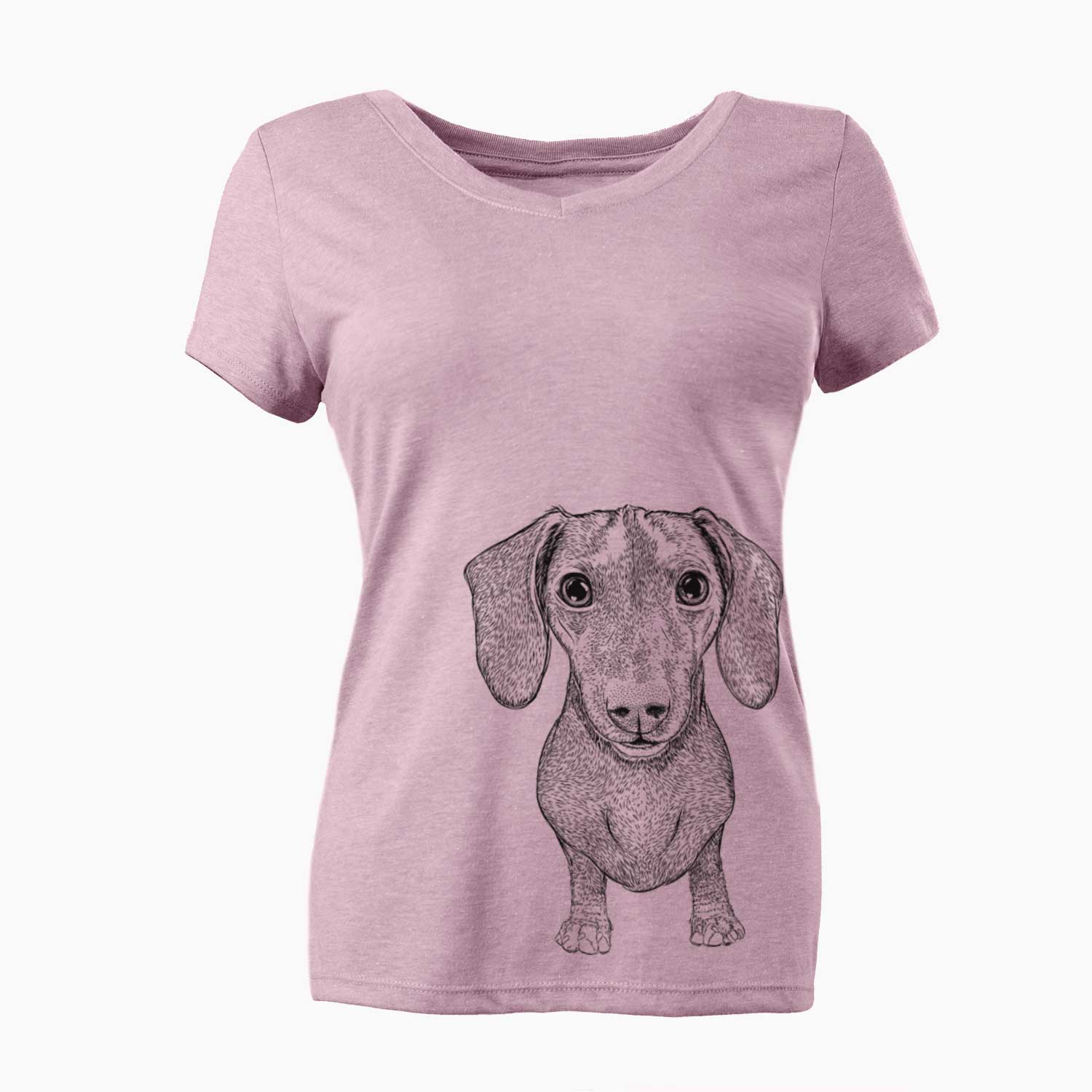 Bare Ernie the Mini Dachshund - Women's V-neck Shirt