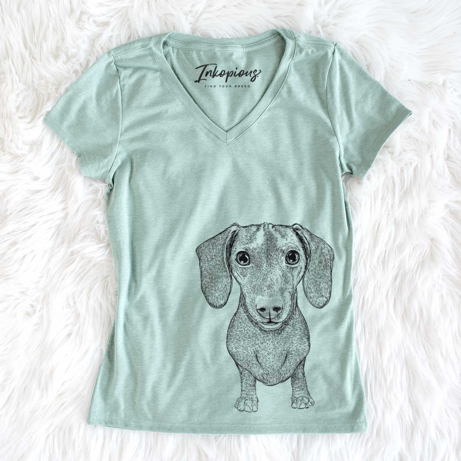 Bare Ernie the Mini Dachshund - Women's V-neck Shirt