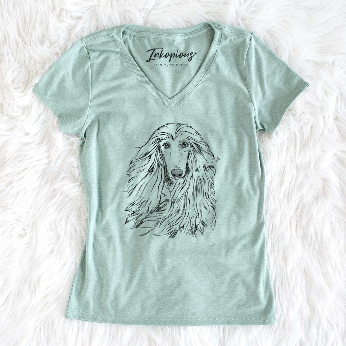 Bare Fabio the Afghan Hound - Women&#39;s V-neck Shirt