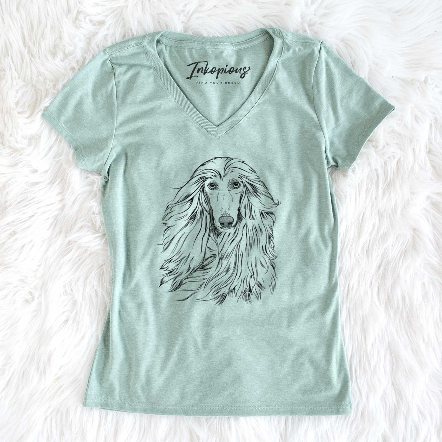 Bare Fabio the Afghan Hound - Women's V-neck Shirt