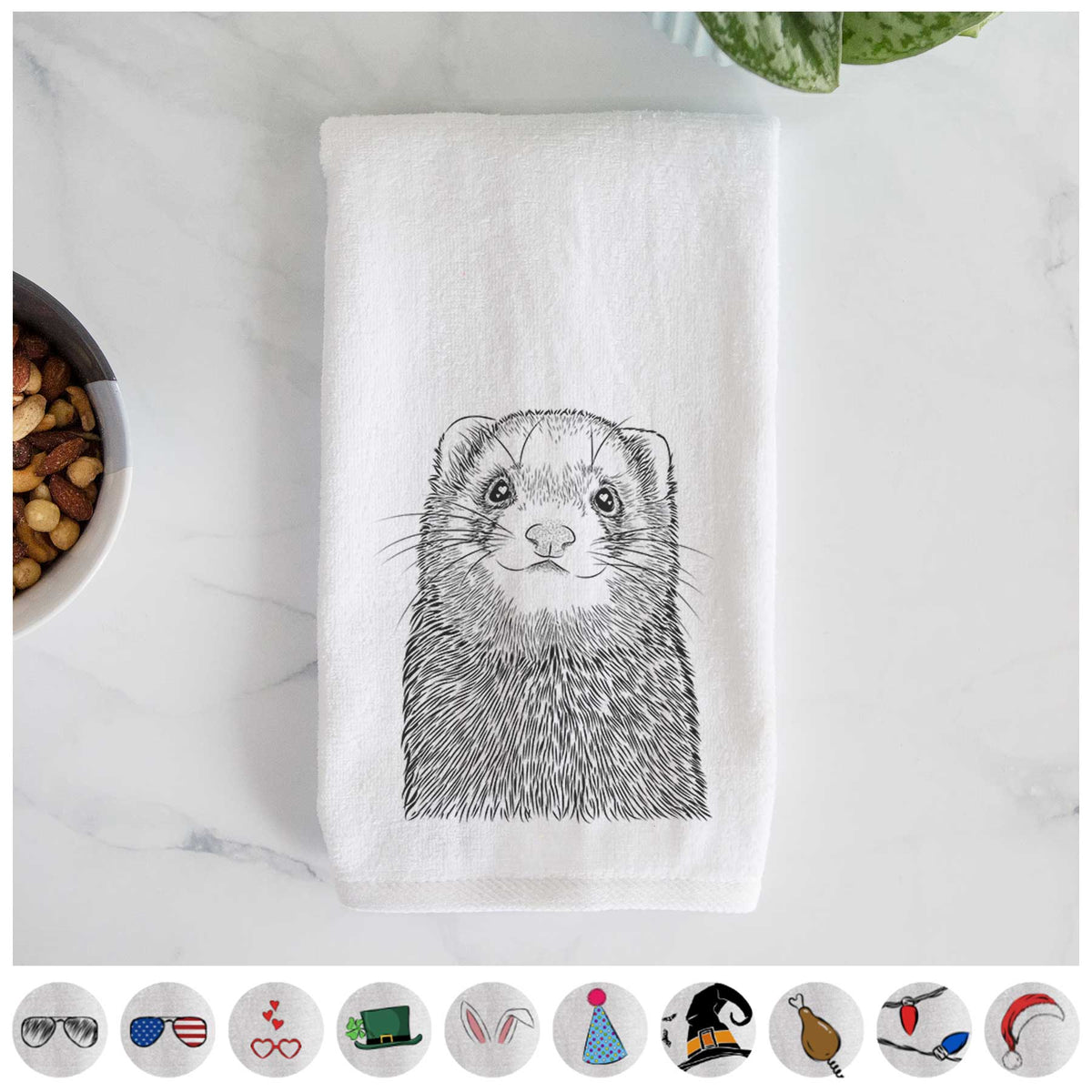 Fig the Ferret Decorative Hand Towel