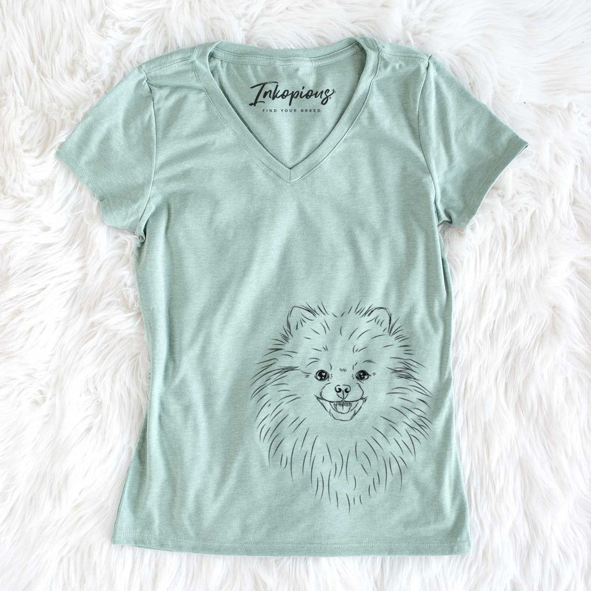 Bare Finn the Pomeranian - Women's V-neck Shirt