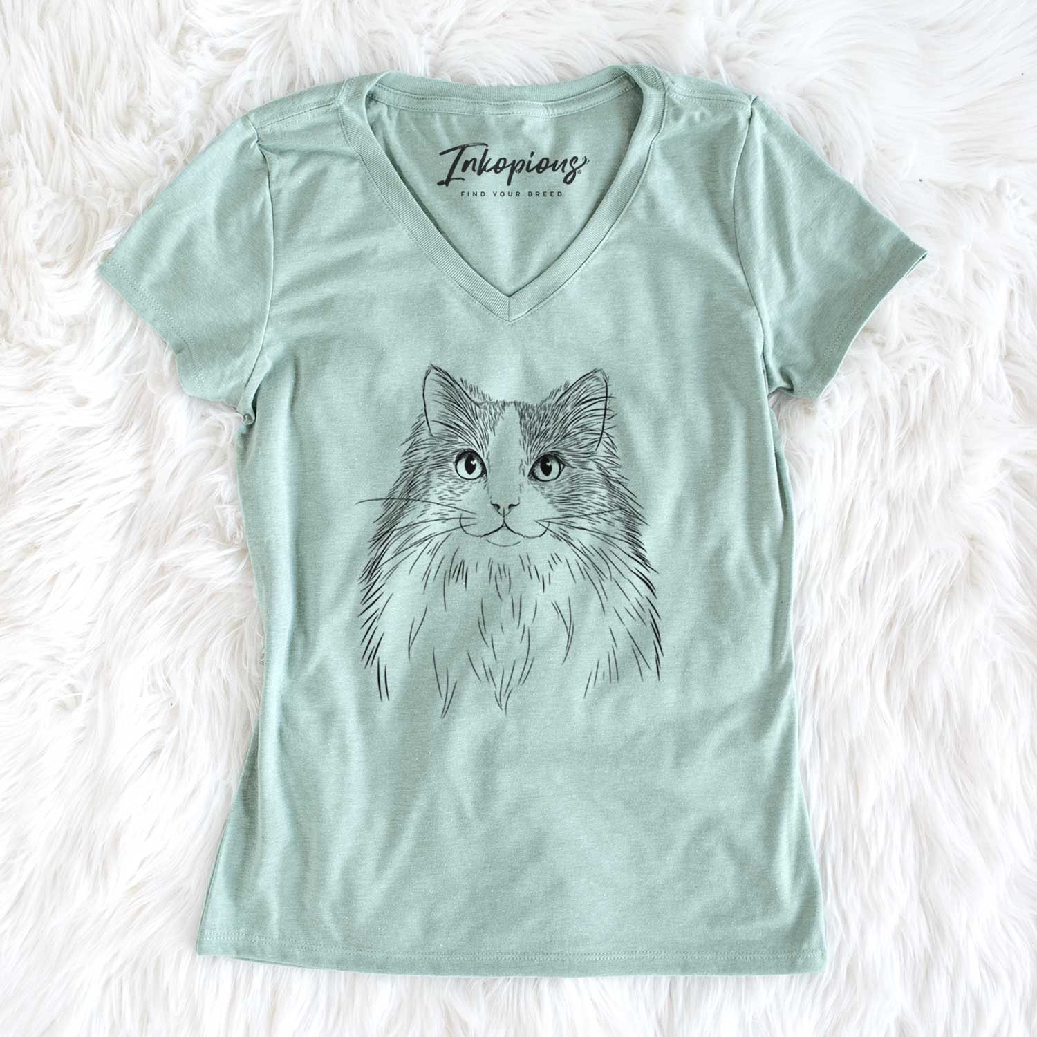 Bare Fiona the Ragdoll Cat - Women's V-neck Shirt