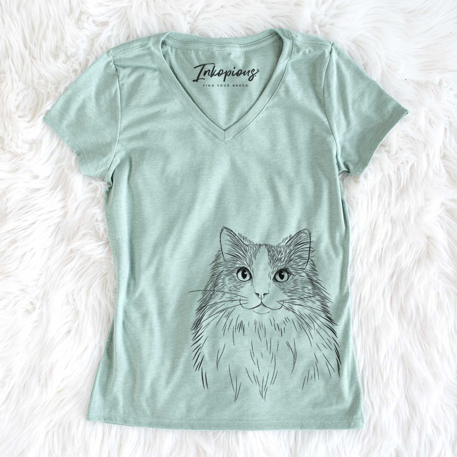 Bare Fiona the Ragdoll Cat - Women's V-neck Shirt