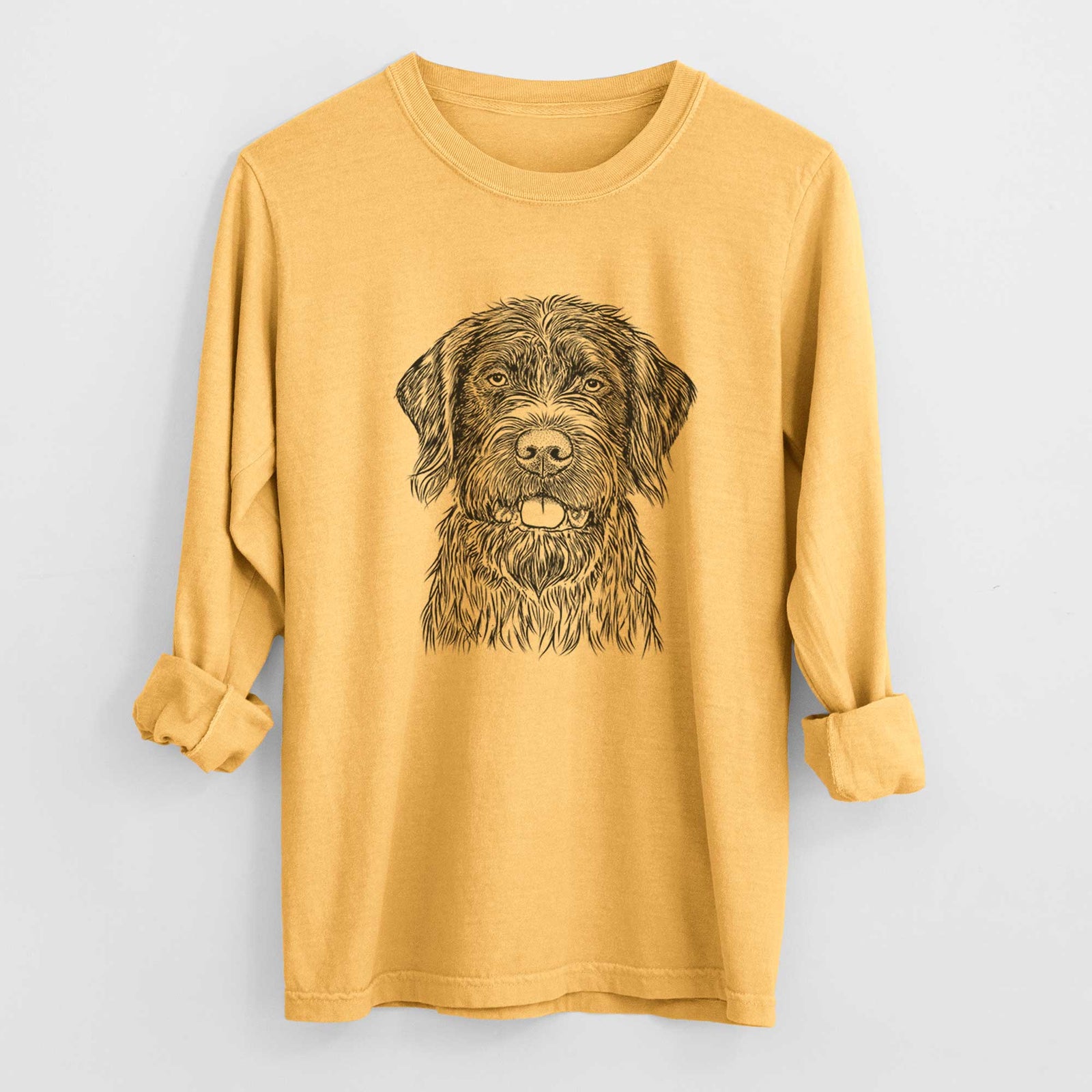 Bare Fletcher the Wirehaired Pointing Griffon - Heavyweight 100% Cotton Long Sleeve