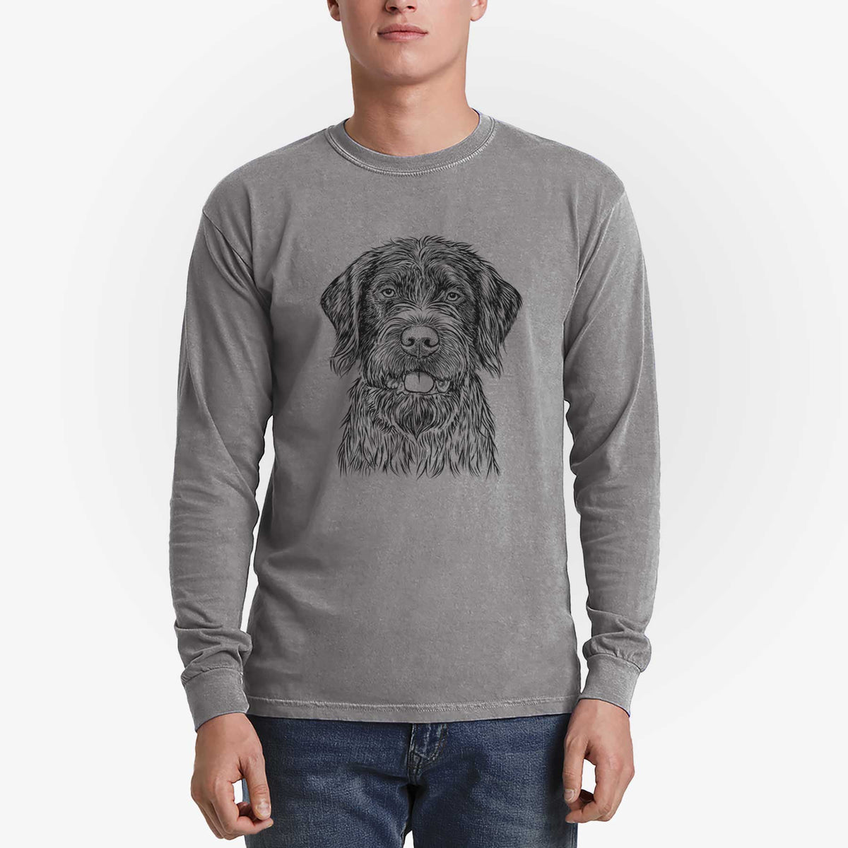 Bare Fletcher the Wirehaired Pointing Griffon - Heavyweight 100% Cotton Long Sleeve