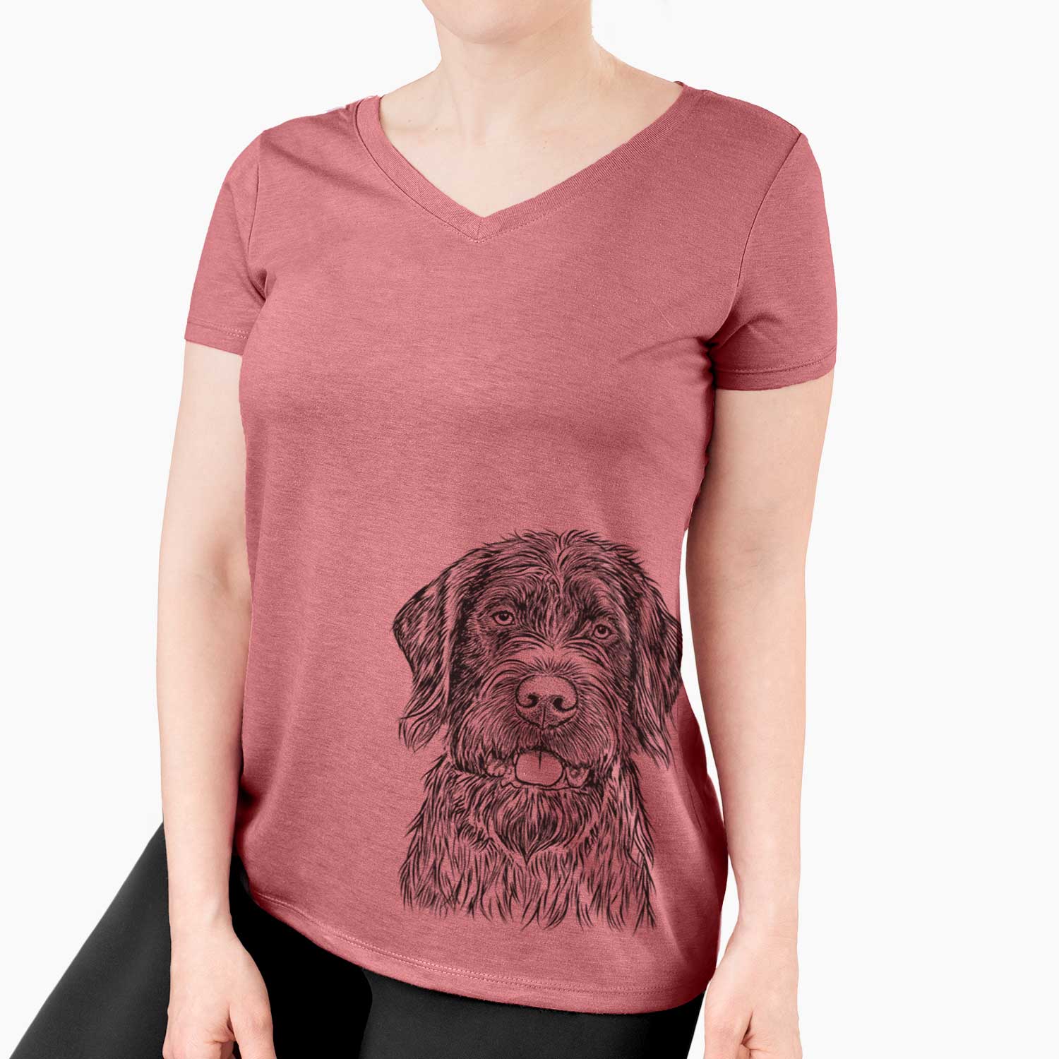 Bare Fletcher the Wirehaired Pointing Griffon - Women's V-neck Shirt