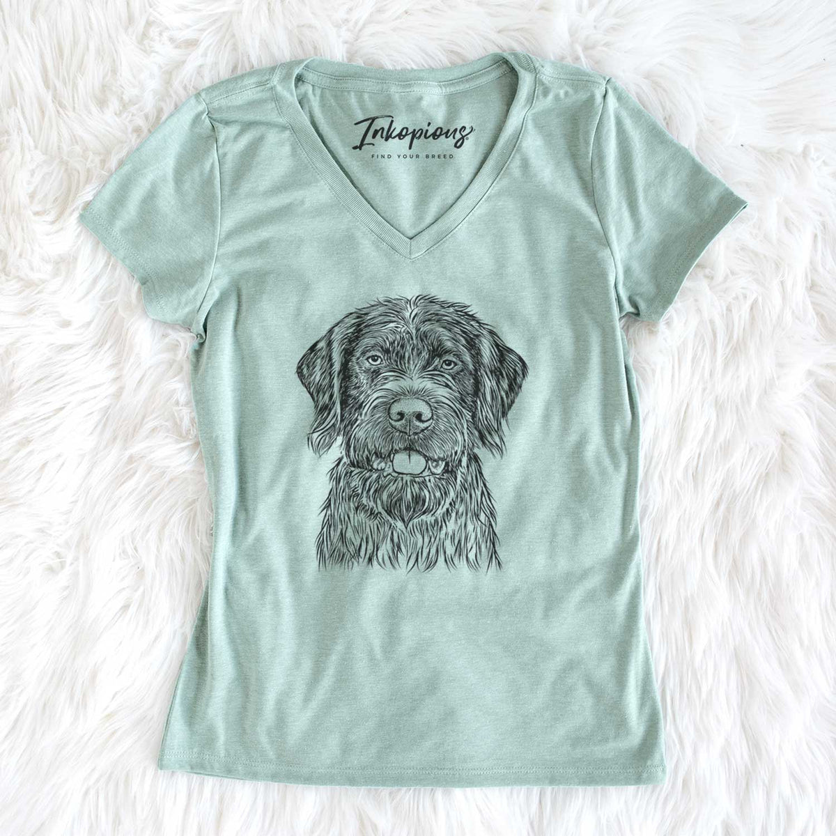 Bare Fletcher the Wirehaired Pointing Griffon - Women&#39;s V-neck Shirt