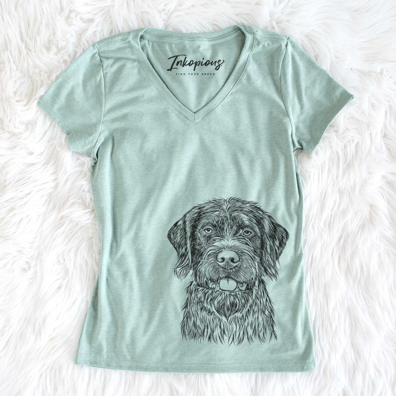 Bare Fletcher the Wirehaired Pointing Griffon - Women's V-neck Shirt