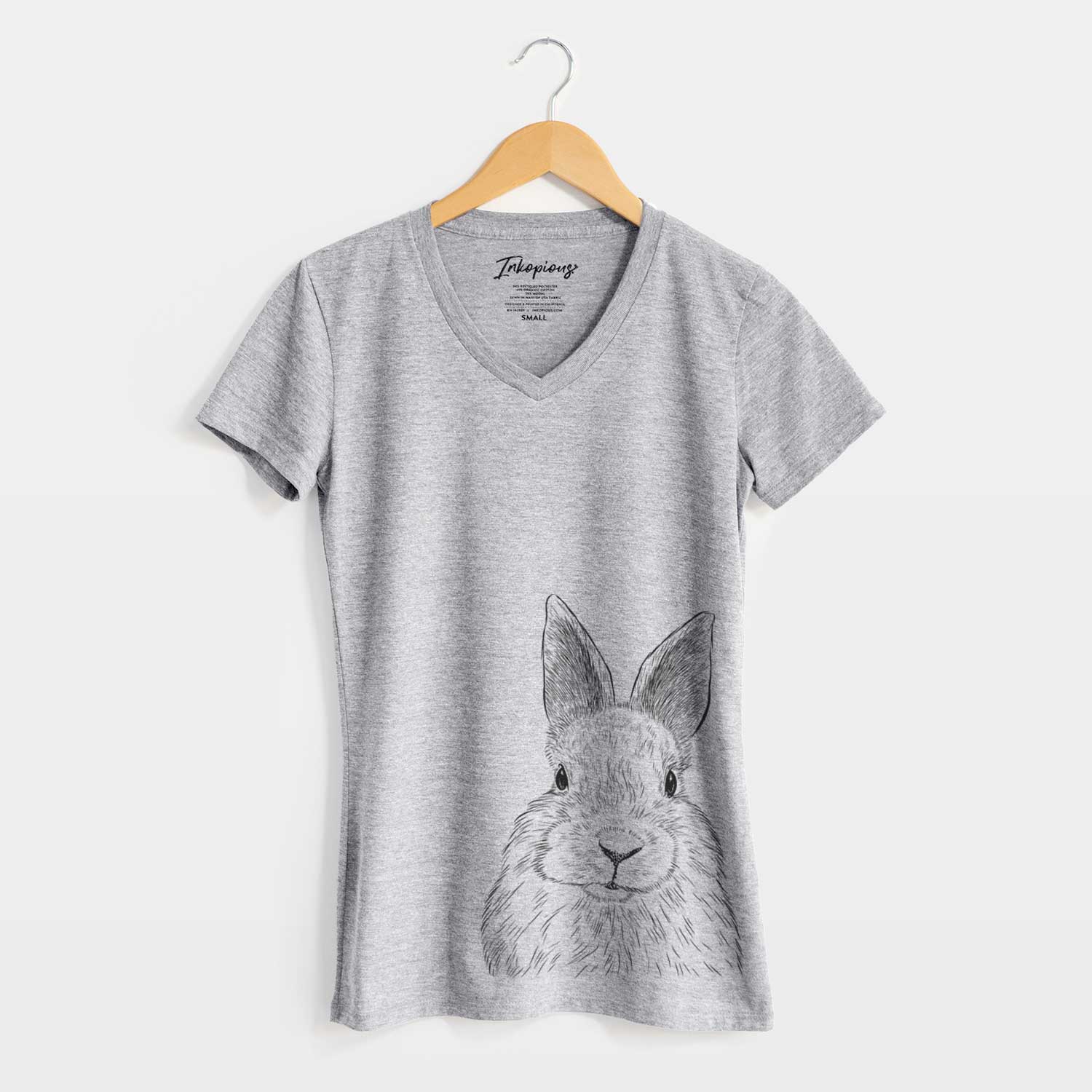 Bare Flower the Rex Rabbit - Women's V-neck Shirt