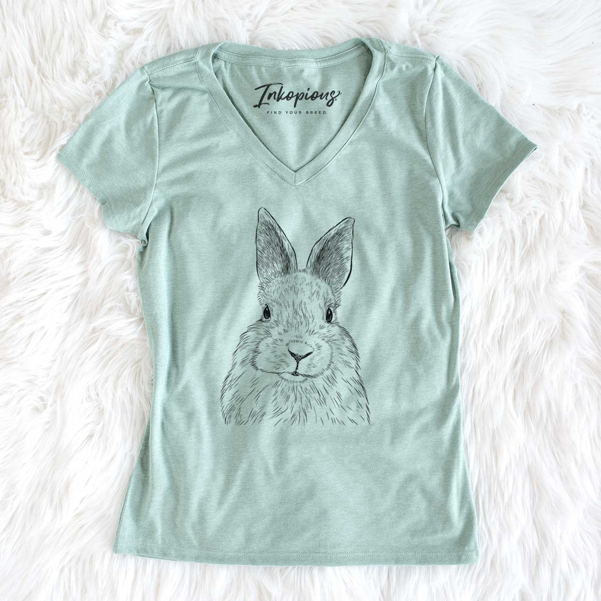 Bare Flower the Rex Rabbit - Women&#39;s V-neck Shirt