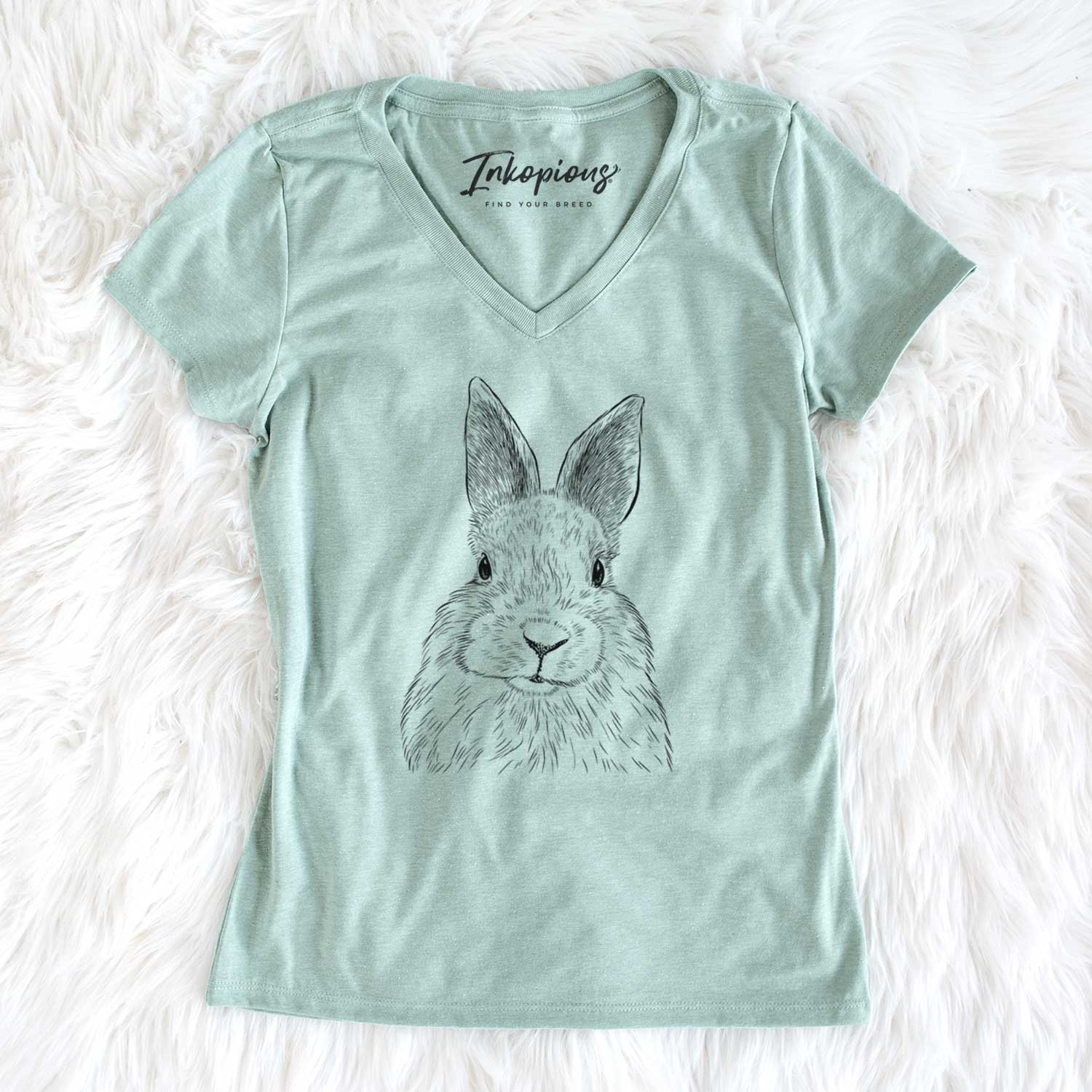 Bare Flower the Rex Rabbit - Women's V-neck Shirt