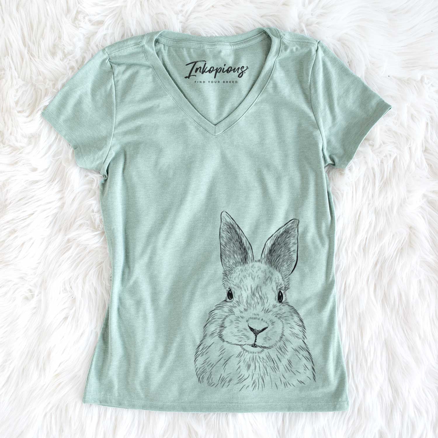 Bare Flower the Rex Rabbit - Women's V-neck Shirt