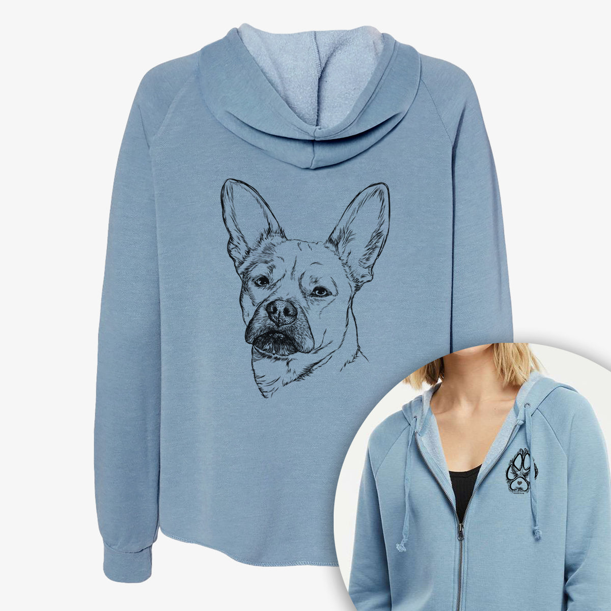 Frankie the Mixed Breed - Women&#39;s Cali Wave Zip-Up Sweatshirt