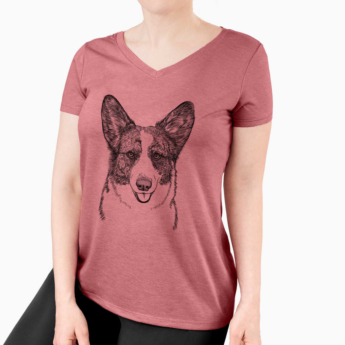 Bare Gabby the Cardigan Welsh Corgi - Women's V-neck Shirt
