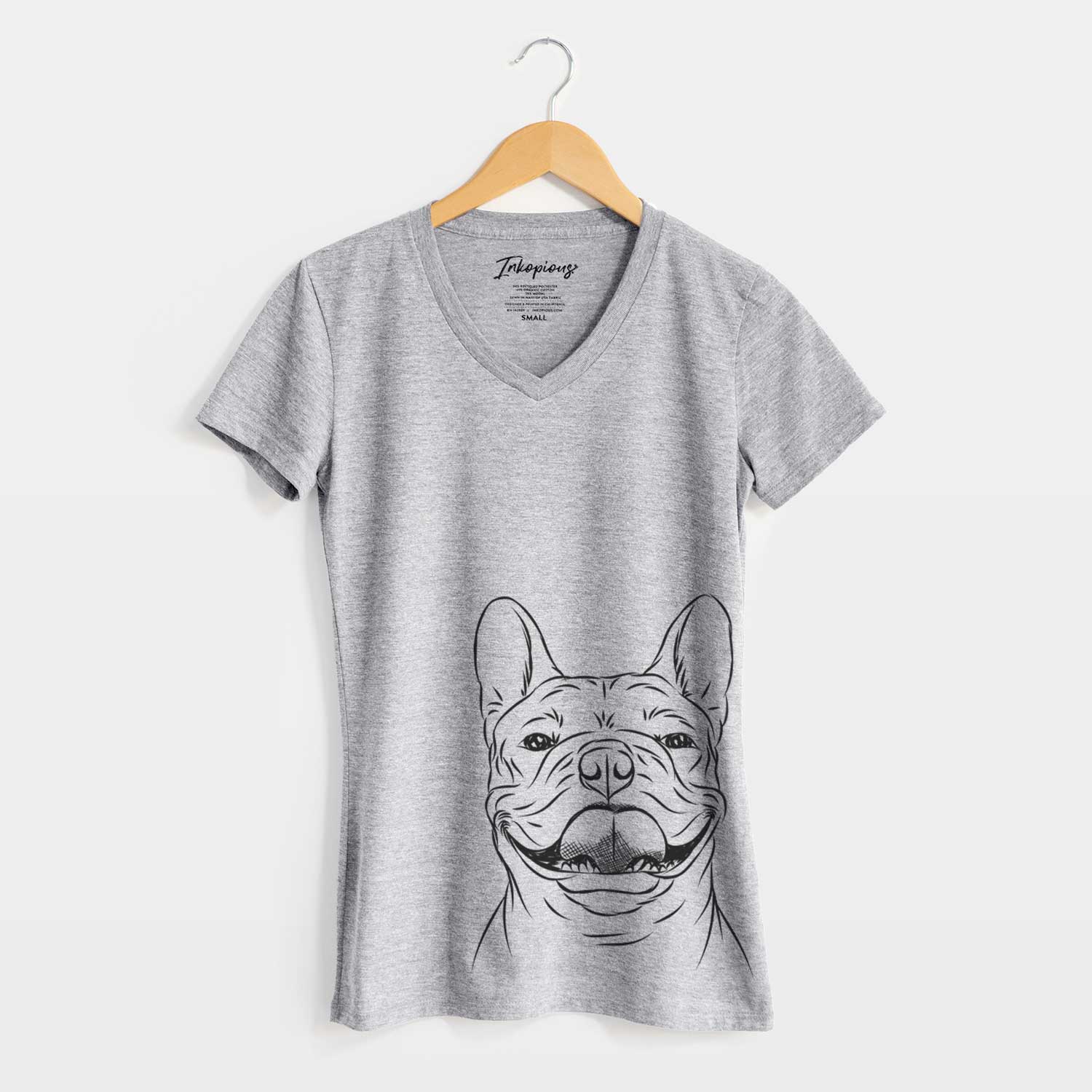 Bare Gaston the French Bulldog - Women's V-neck Shirt