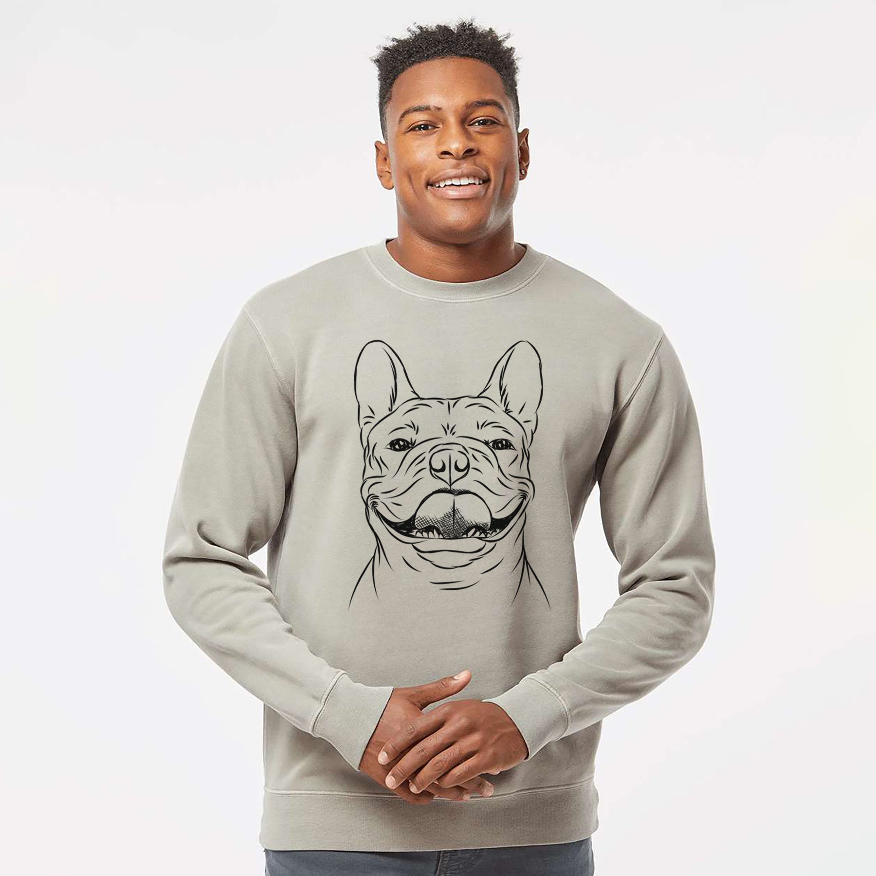 Bare Gaston the French Bulldog - Unisex Pigment Dyed Crew Sweatshirt