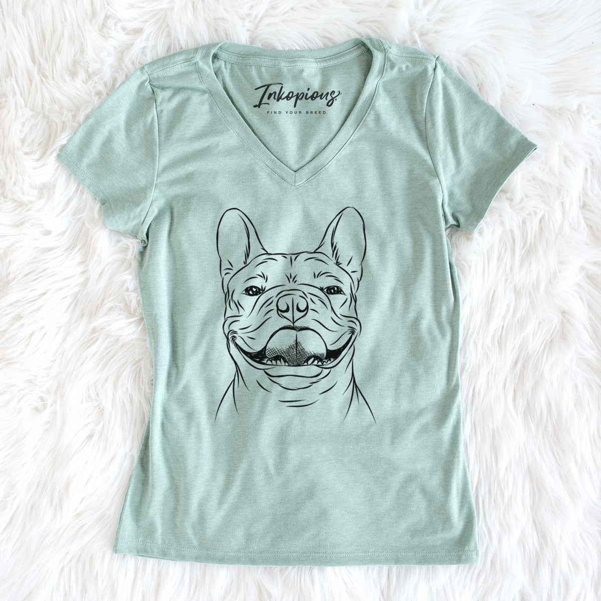 Bare Gaston the French Bulldog - Women&#39;s V-neck Shirt