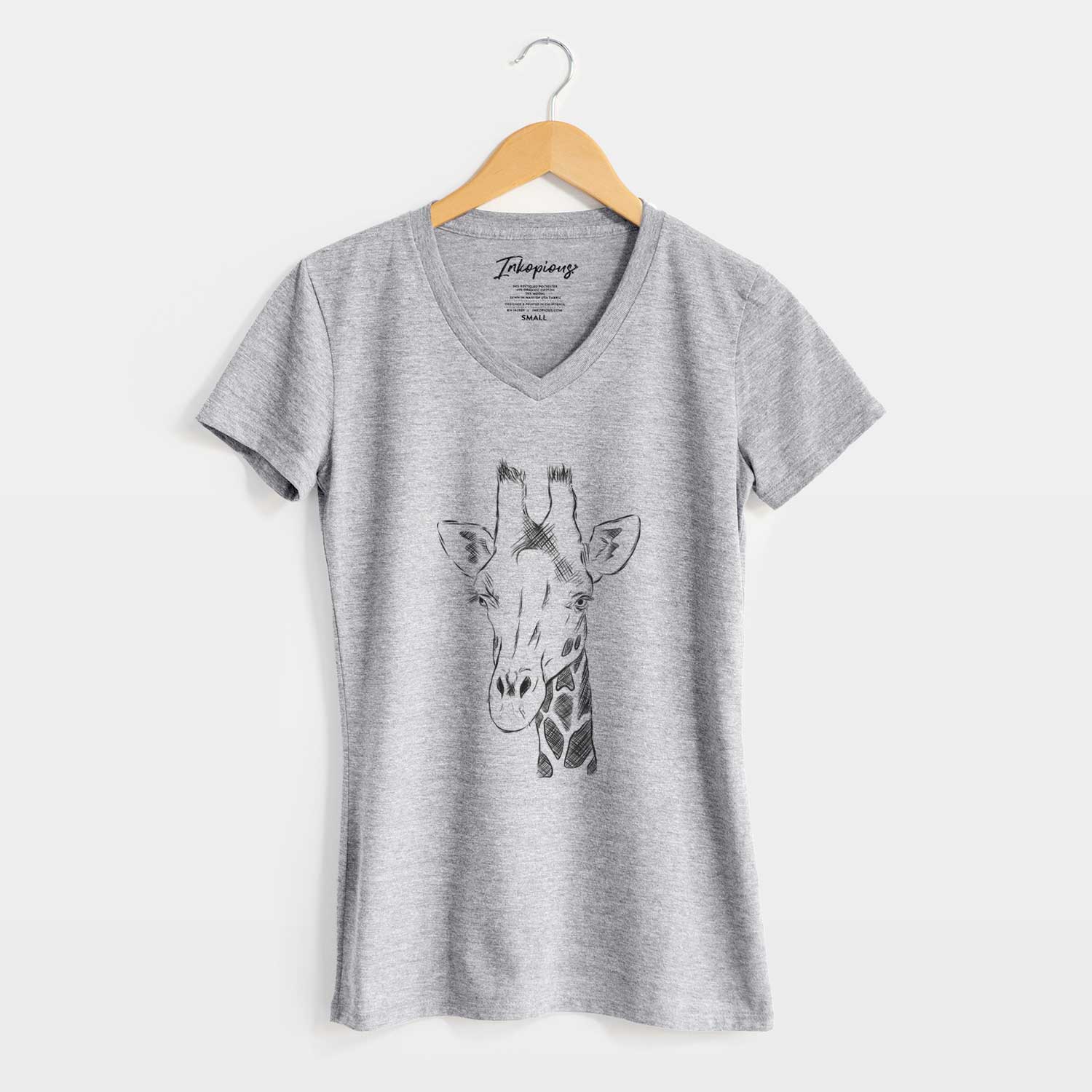 Bare Geoffrey the Giraffe - Women's V-neck Shirt