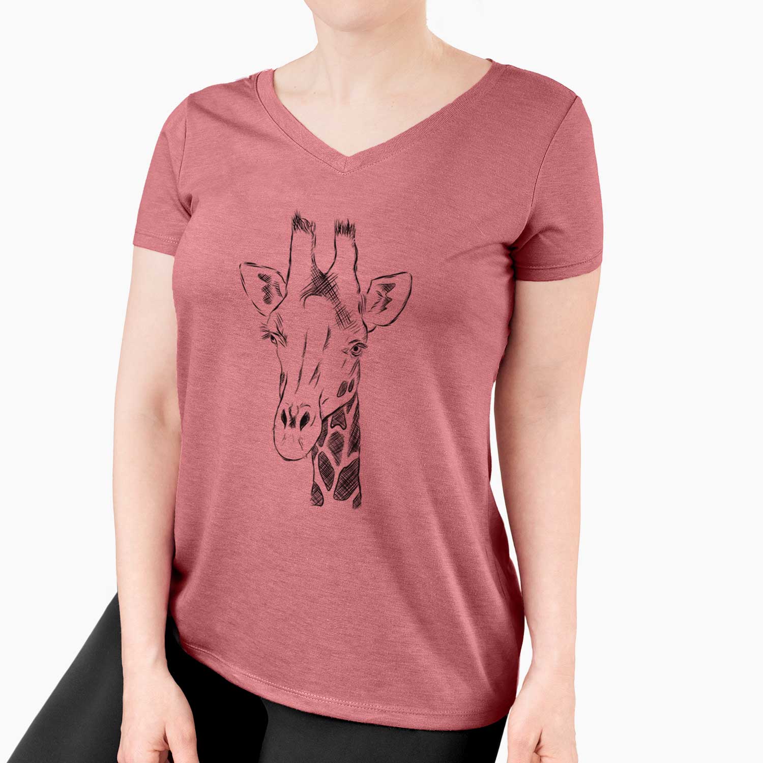 Bare Geoffrey the Giraffe - Women's V-neck Shirt