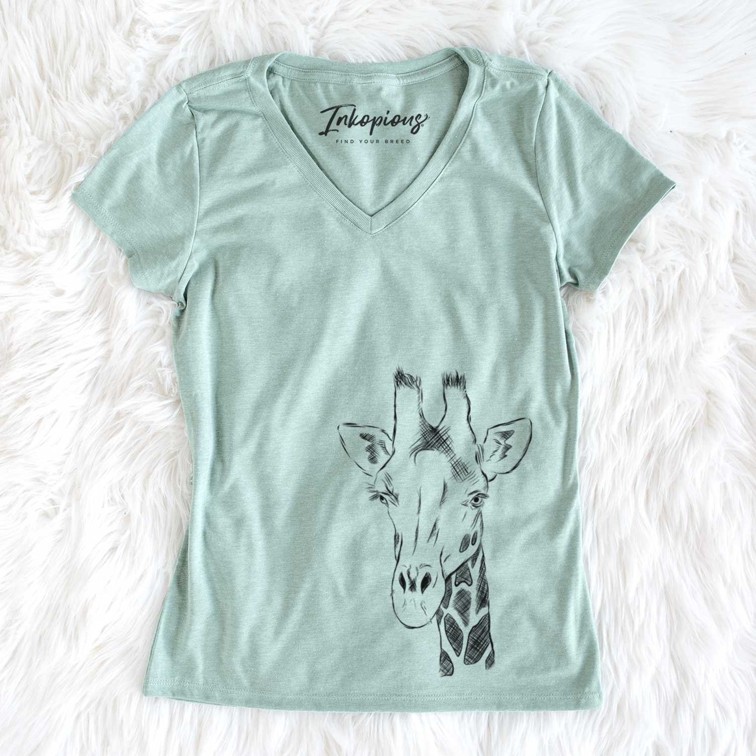 Bare Geoffrey the Giraffe - Women's V-neck Shirt