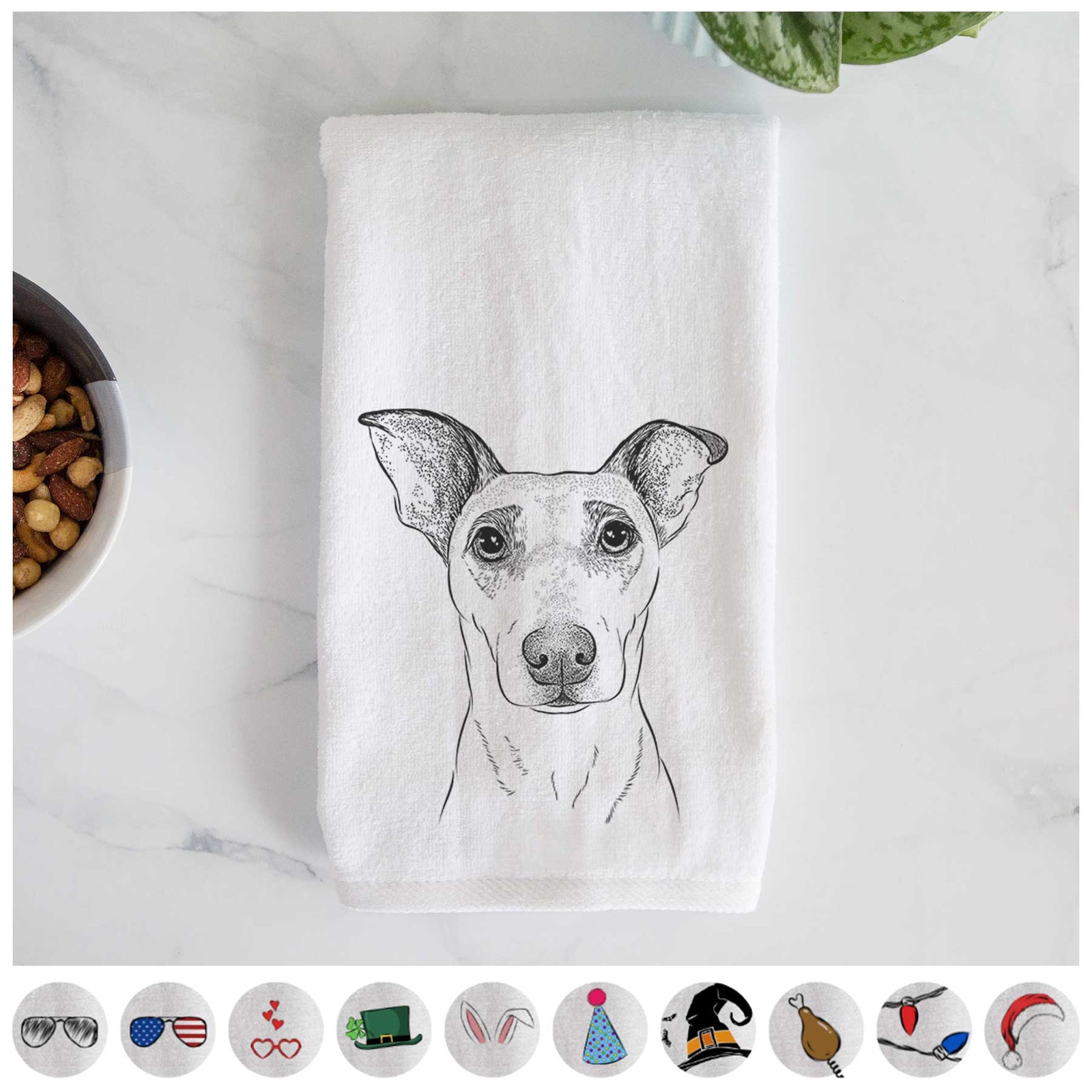 Georgie Rat the Terrier Mix Decorative Hand Towel