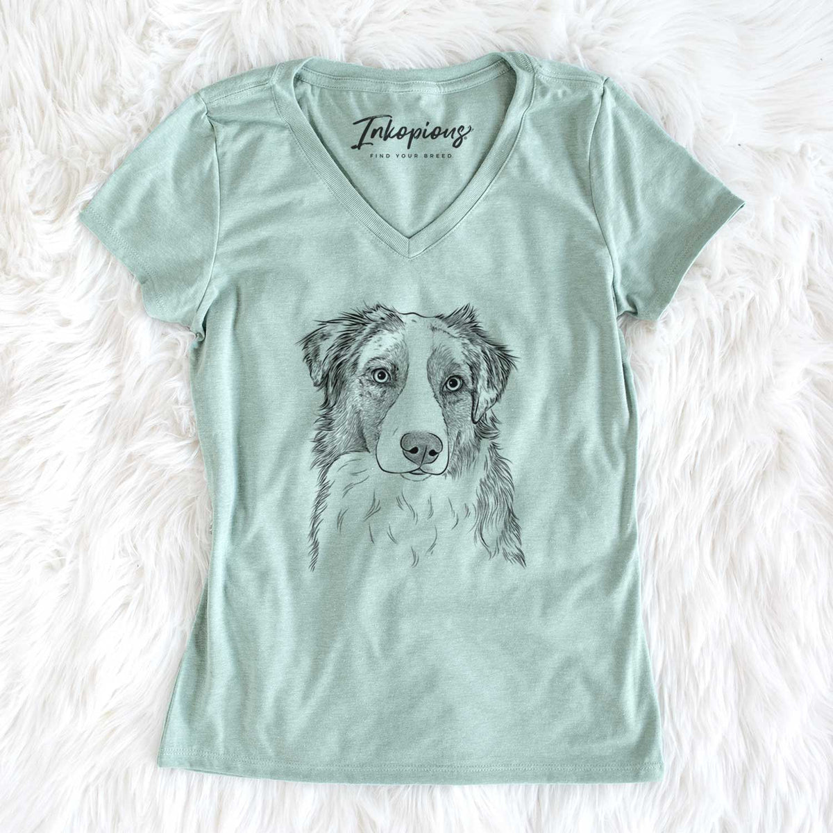 Bare Ginger the Australian Shepherd - Women&#39;s V-neck Shirt