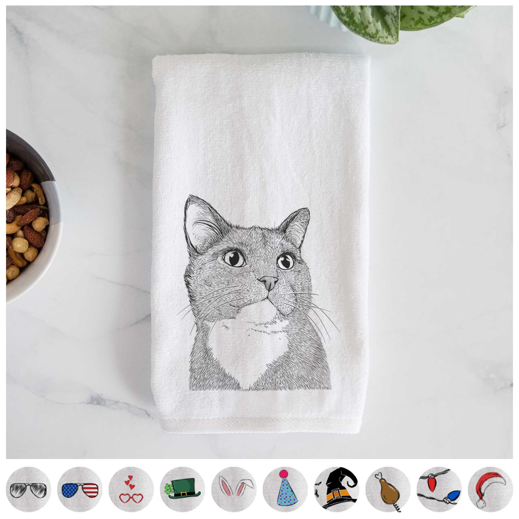 Gizmo the Grey Cat Decorative Hand Towel