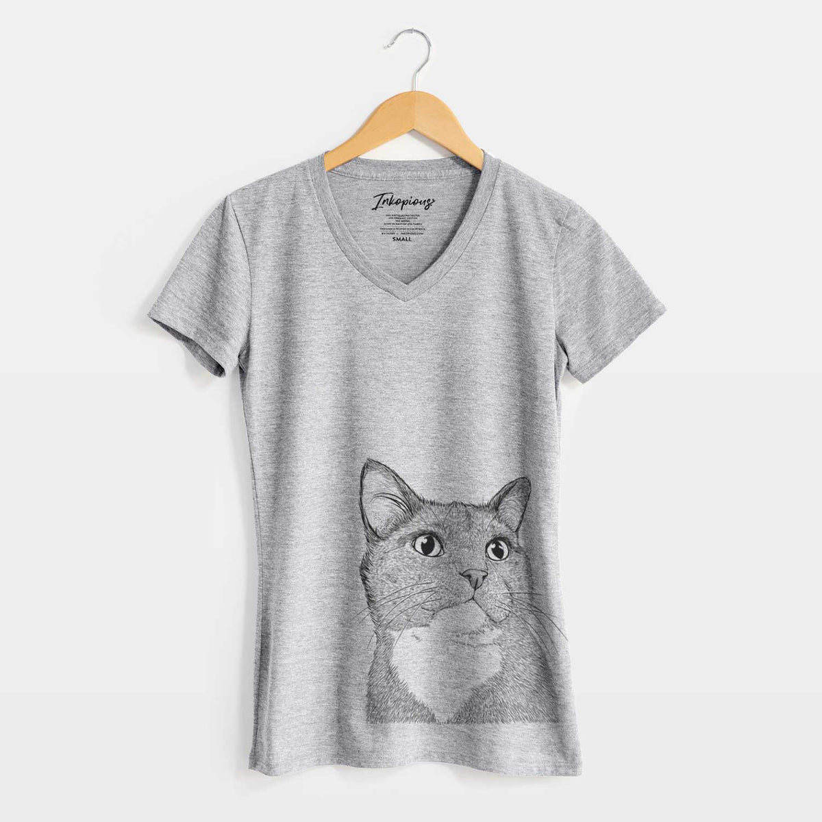 Bare Gizmo the Grey Cat - Women's V-neck Shirt