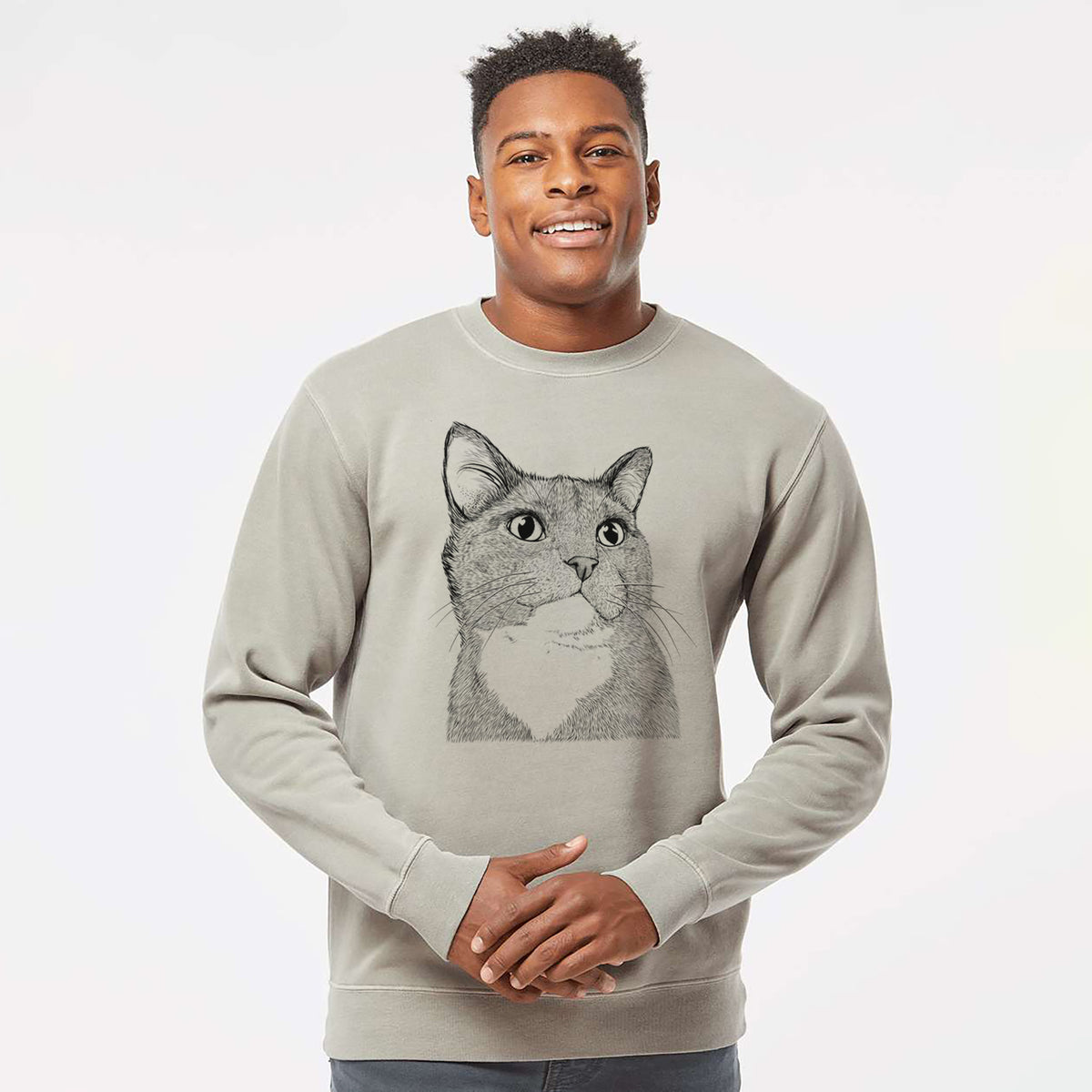Bare Gizmo the Grey Cat - Unisex Pigment Dyed Crew Sweatshirt