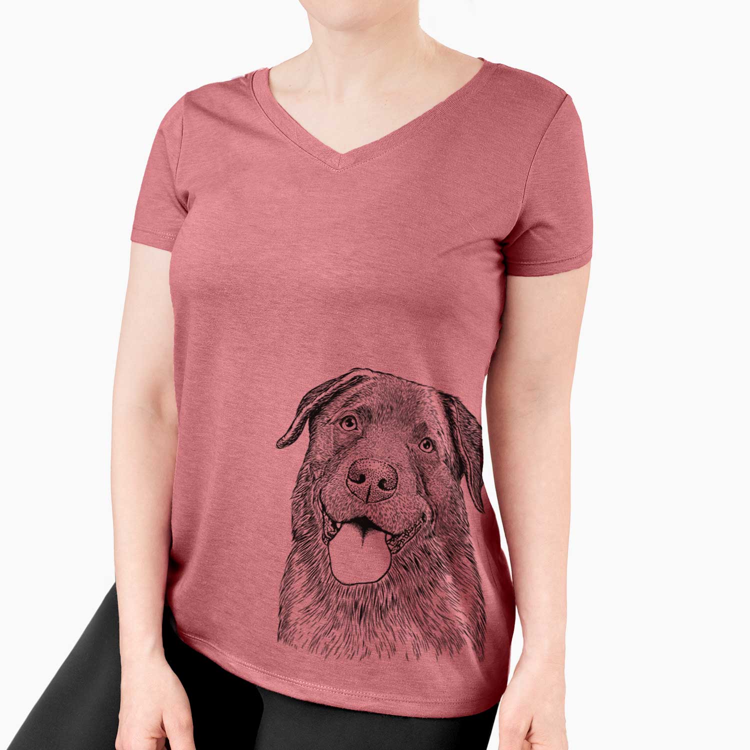 Bare Gonzo the Chocolate Lab - Women's V-neck Shirt