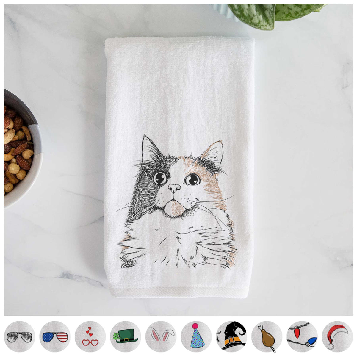 Greta the Calico Cat Decorative Hand Towel