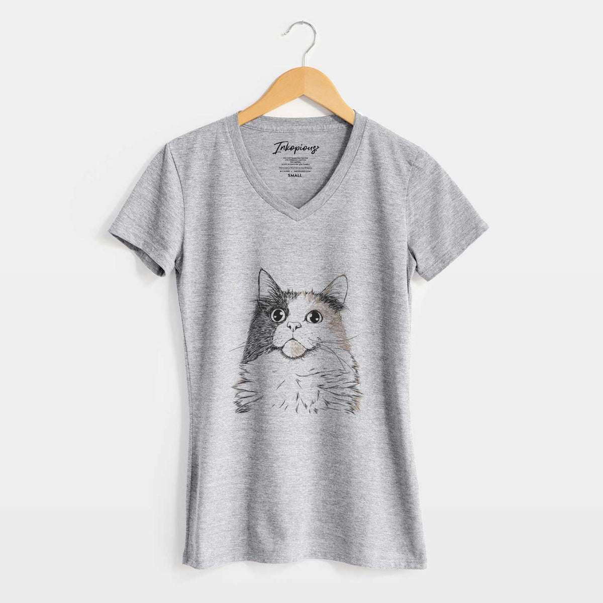 Bare Greta the Calico Cat - Women's V-neck Shirt