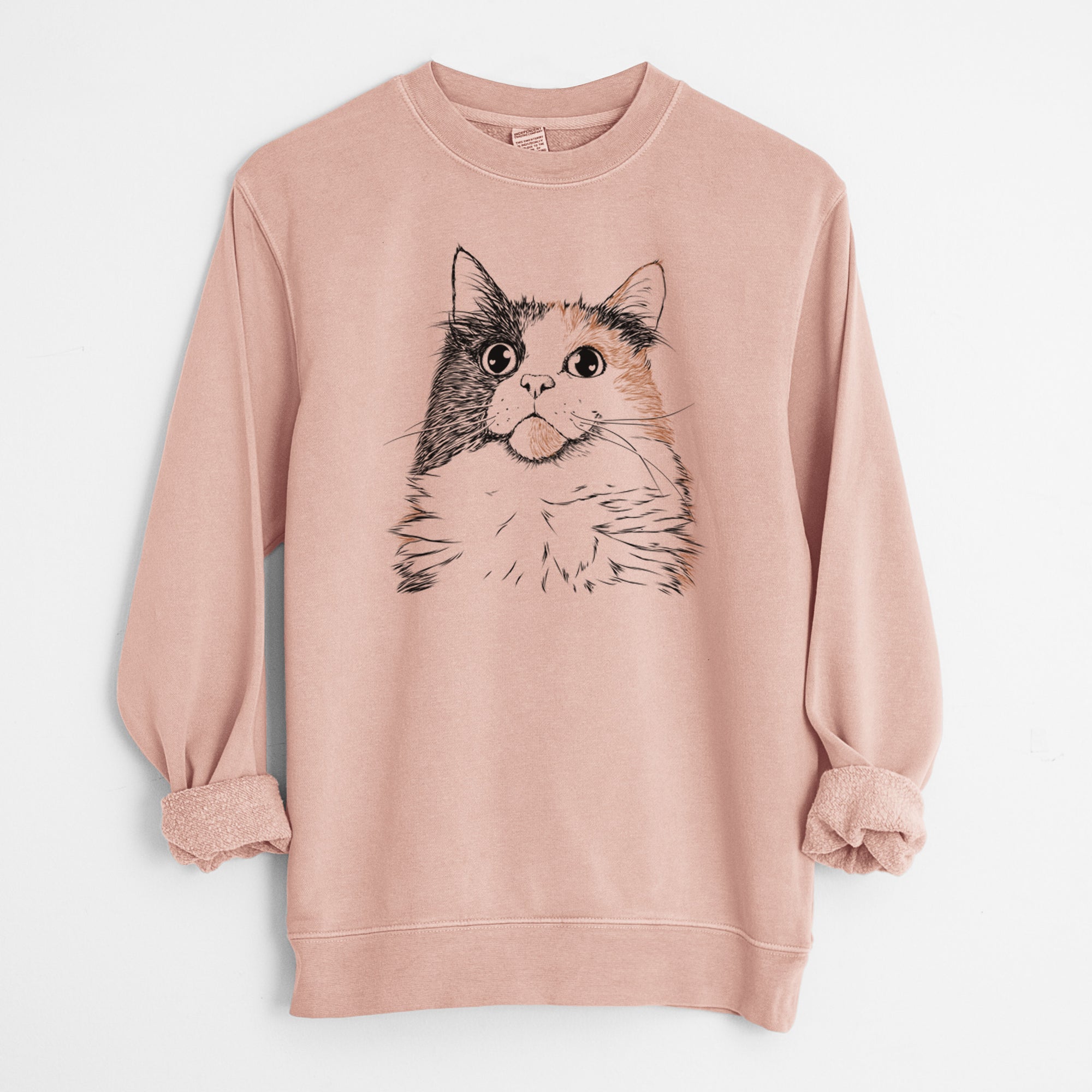 Bare Greta the Calico Cat - Unisex Pigment Dyed Crew Sweatshirt