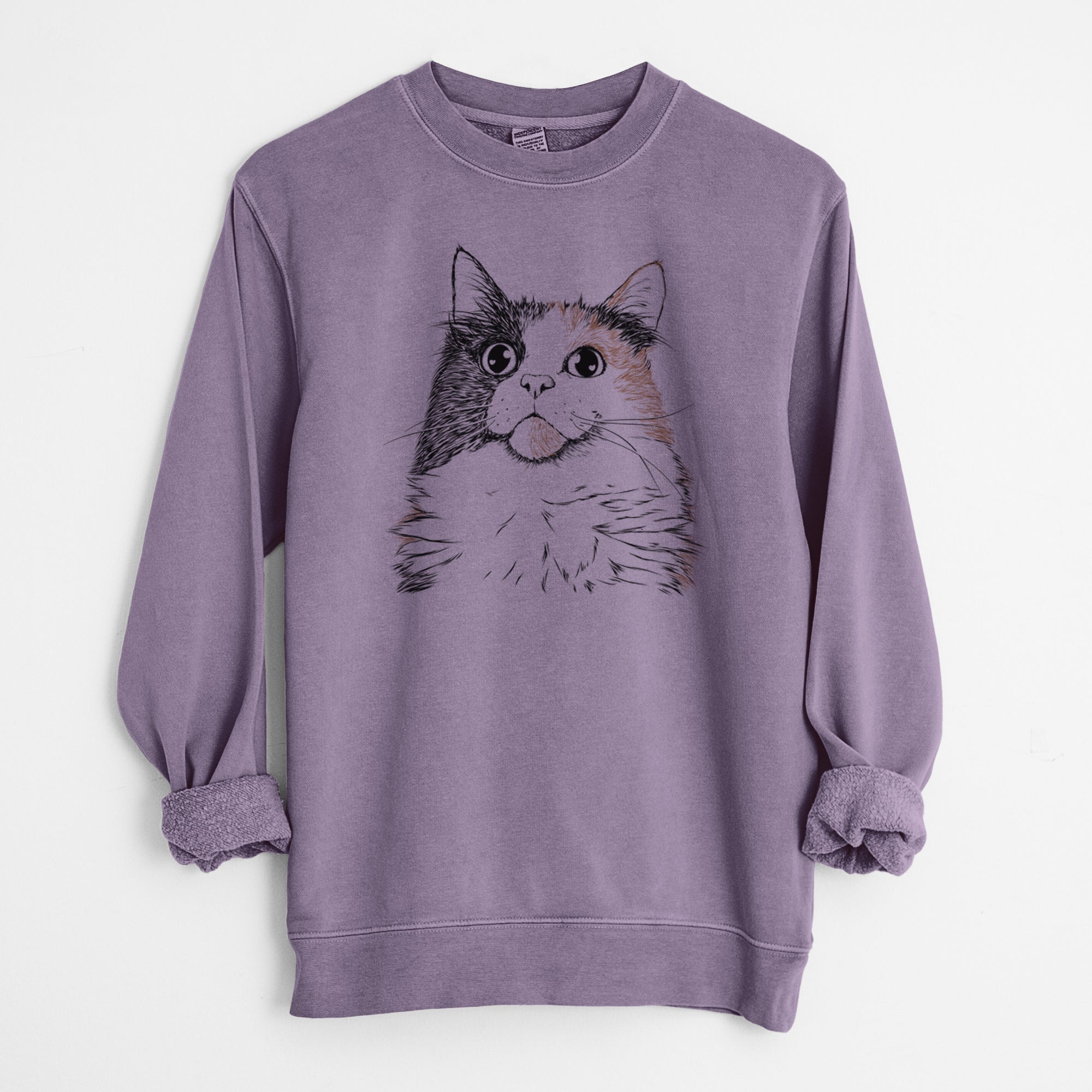 Bare Greta the Calico Cat - Unisex Pigment Dyed Crew Sweatshirt