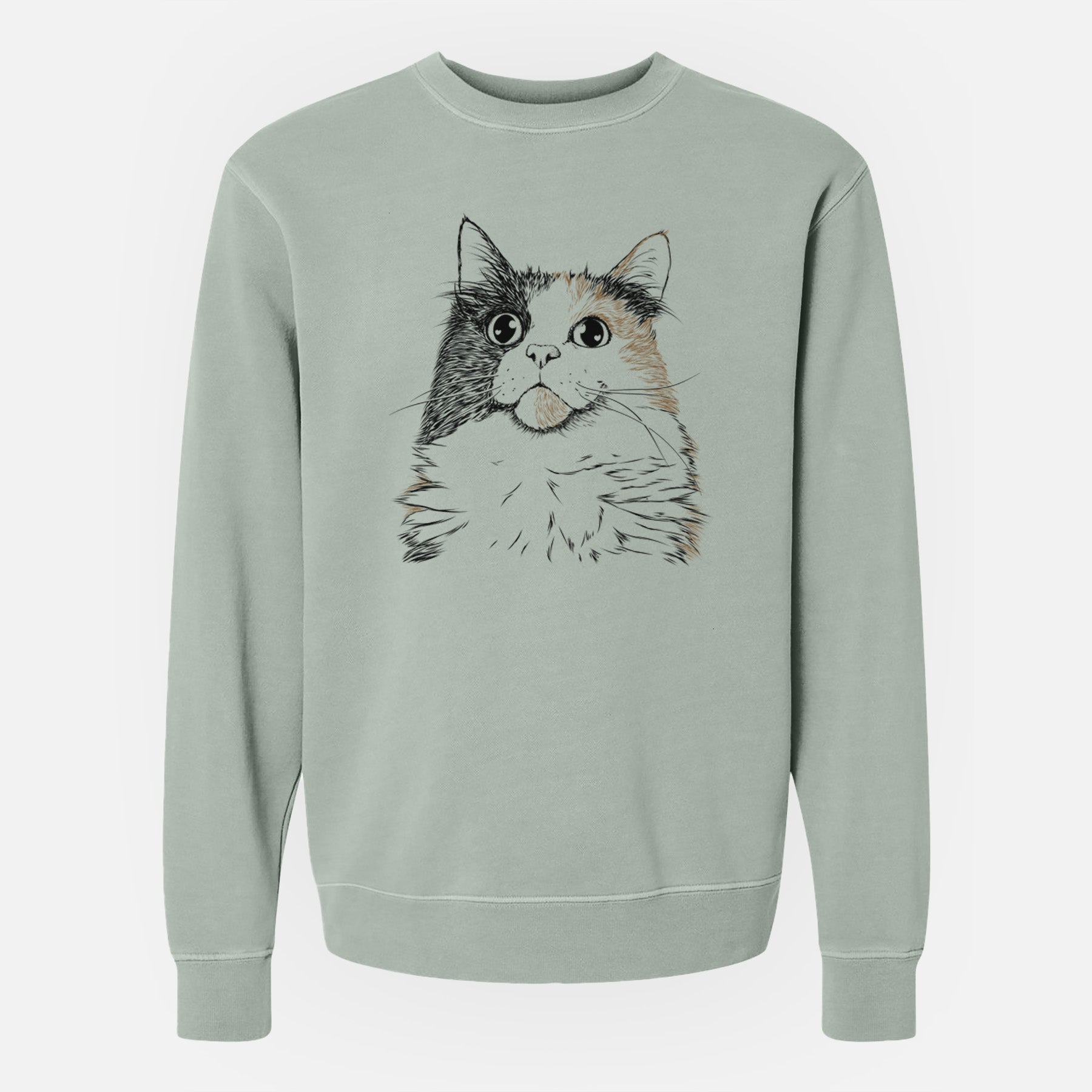 Bare Greta the Calico Cat - Unisex Pigment Dyed Crew Sweatshirt