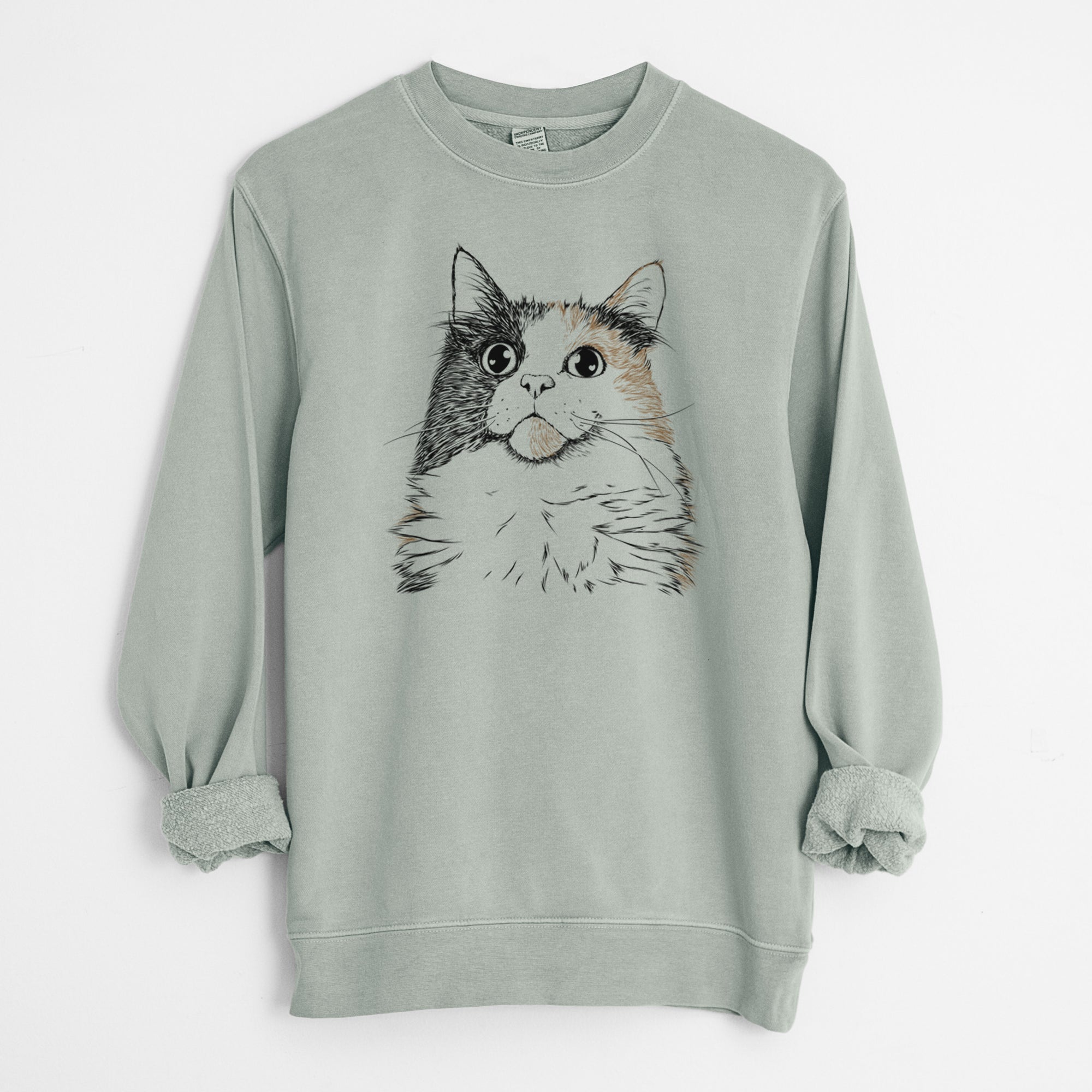 Bare Greta the Calico Cat - Unisex Pigment Dyed Crew Sweatshirt