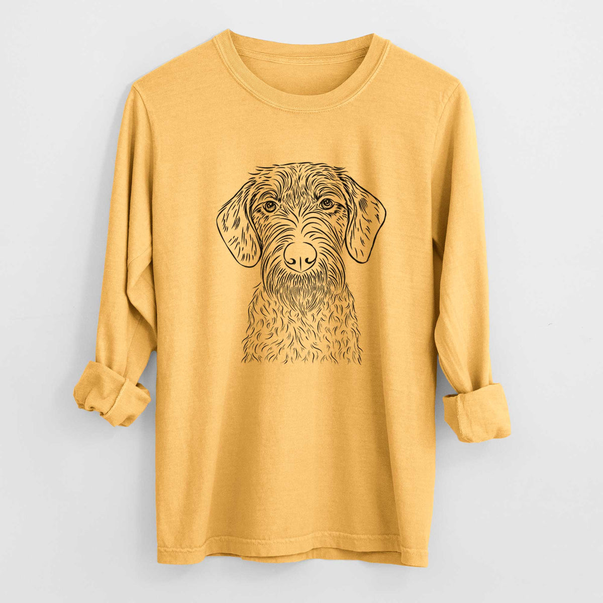 Bare Gus the German Wirehaired Pointer - Heavyweight 100% Cotton Long Sleeve
