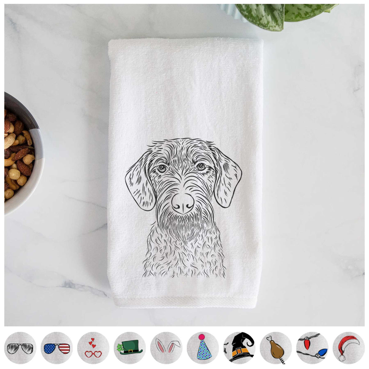 Gus the German Wirehaired Pointer Decorative Hand Towel