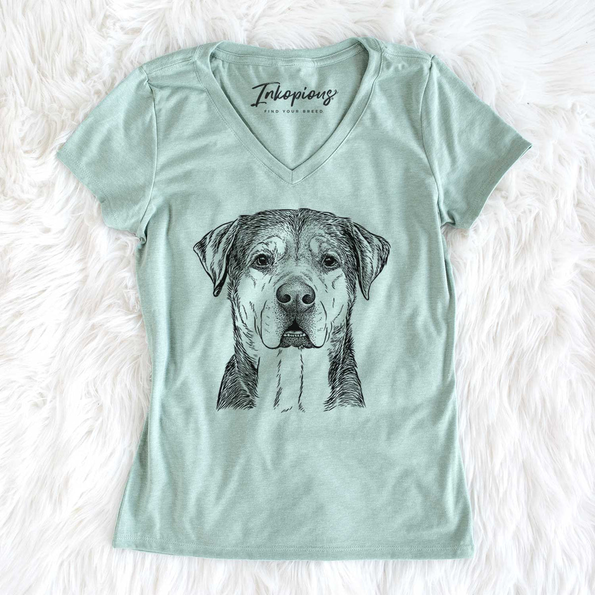 Bare Gus the Rottweiler Mix - Women&#39;s V-neck Shirt