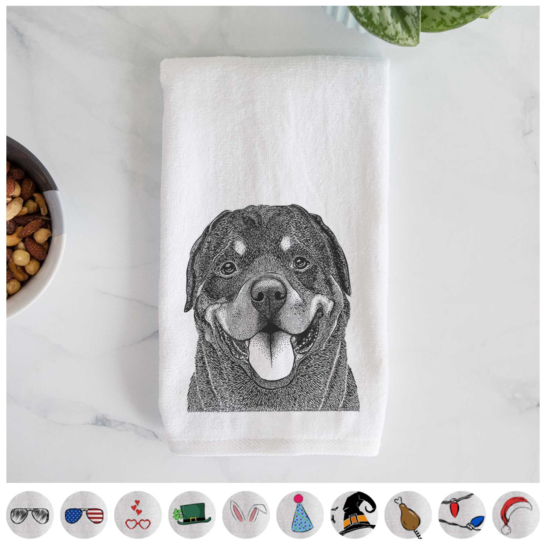 Hagan the Rottweiler Decorative Hand Towel