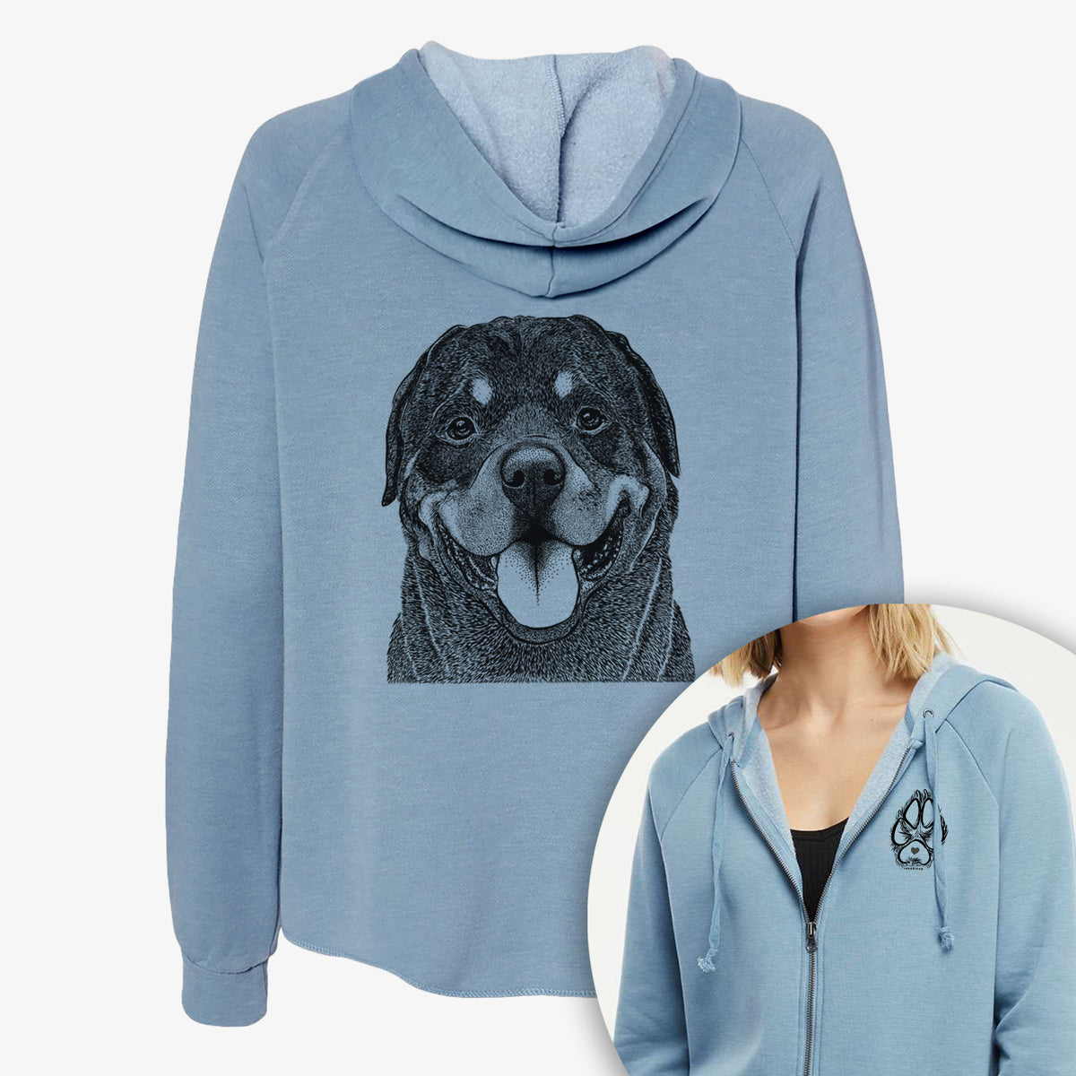 Hagan the Rottweiler - Women&#39;s Cali Wave Zip-Up Sweatshirt