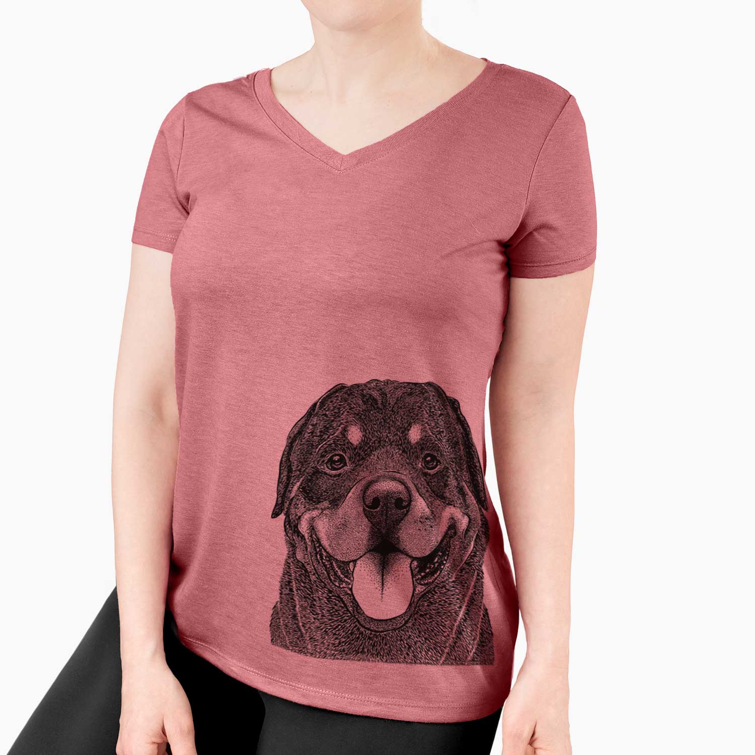 Bare Hagan the Rottweiler - Women's V-neck Shirt