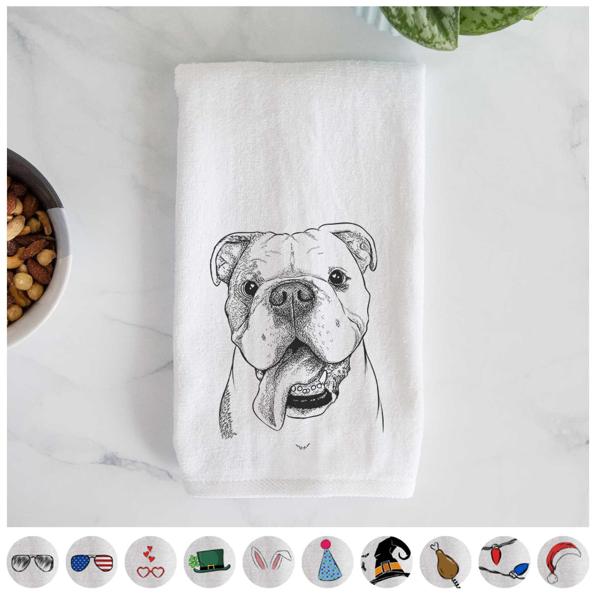 Hank the English Bulldog Decorative Hand Towel